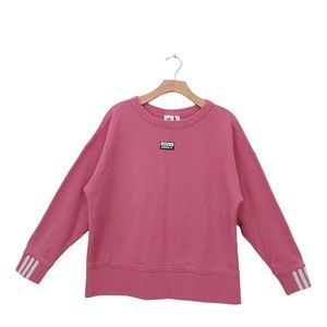 Adidas Sweatshirt Womens Medium Pink Terrycloth Crew Neck Cotton Athletic